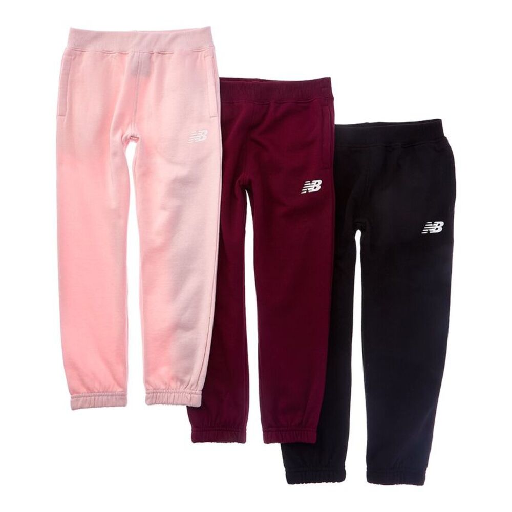 New Balance Girls  3Pk Fleece Jogger Pant, Pink
